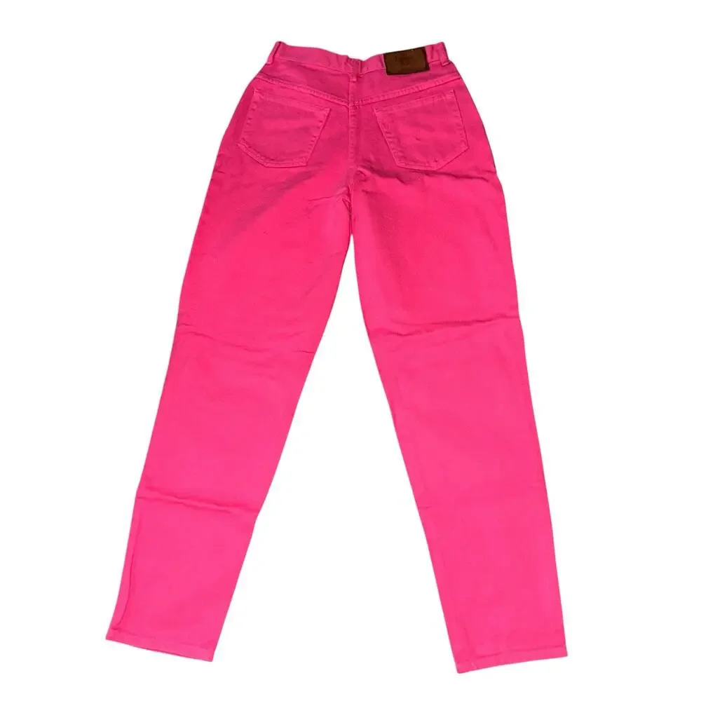 Moda Int'l The London Jean Hot Pink Straight Leg Denim Jeans Women's Size 10 NWT